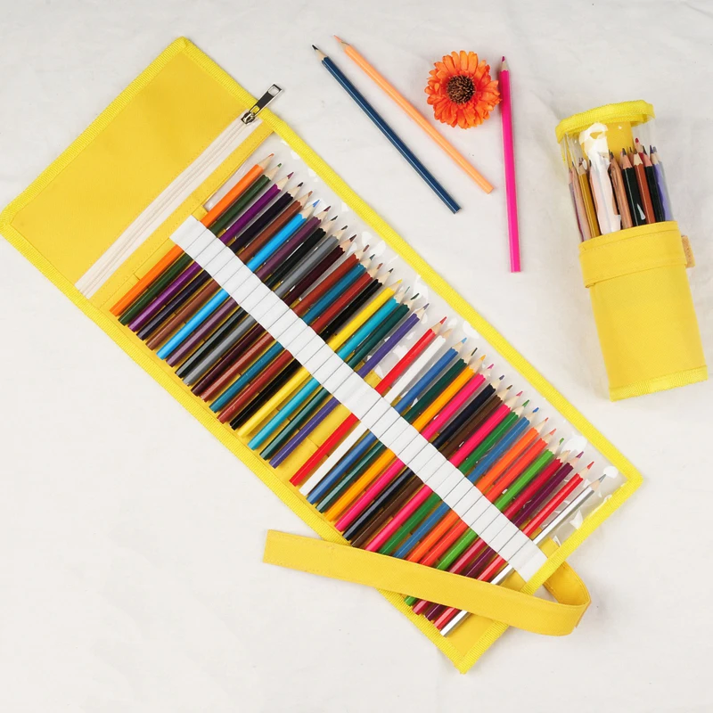 

Black Canvas Roll Pencil Case Transparent Large Multi Pencilcase for Girl Boy Pen Bag Stationery Pouch Painting School Supplies