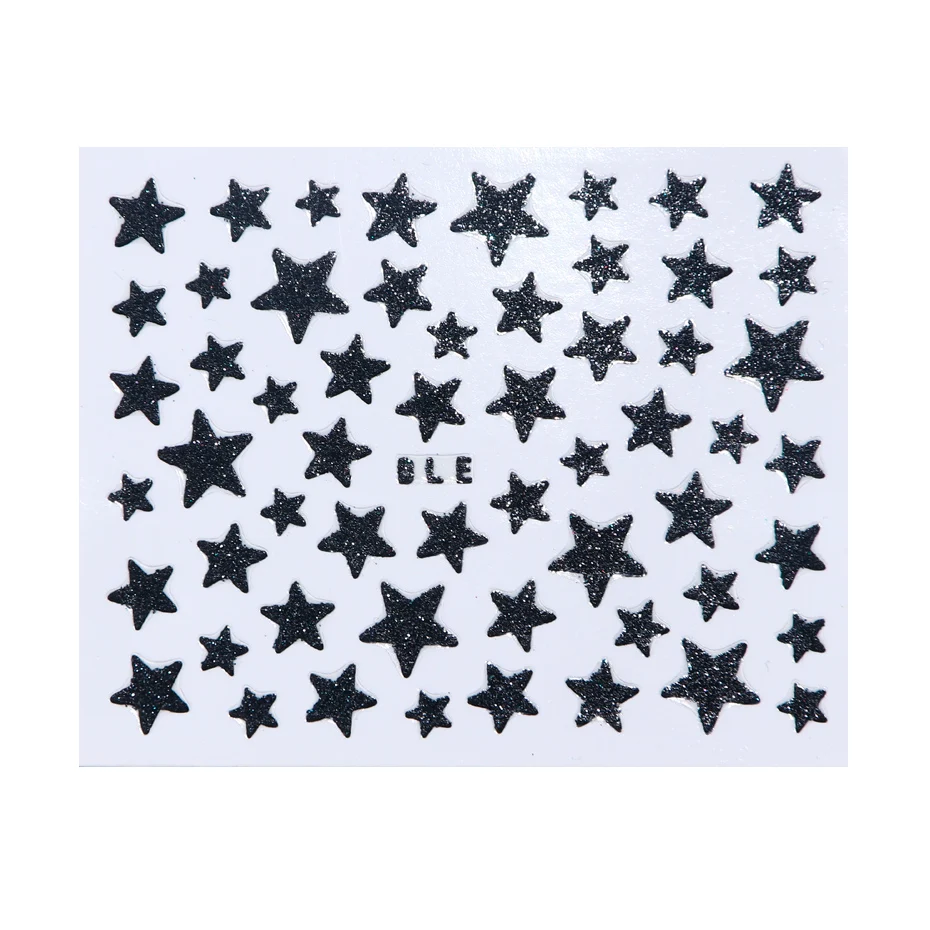 1 шт золотисто-черные наклейки для дизайна ногтей, клейкие слайдеры, 3D блестящая Звезда, блестящие наклейки для ногтей, дизайны для маникюра, фольга, Decoraion TRNC132