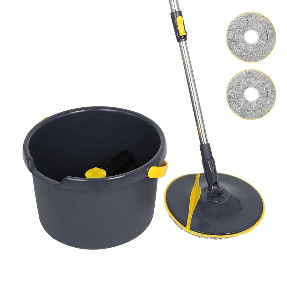 

Yocada 360 Degree Rotating Mop with Bucket 2 Microfibre Pads Adjustable Extended Handle for Home Kitchen Floor Cleaning