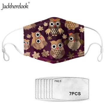 

Jackherelook Cute Owl Animal Print Kids Mouth Mask WIth 7 Pieces PM2.5 Face Mask Filter Dustproof Facial Muffle Respirator 2020