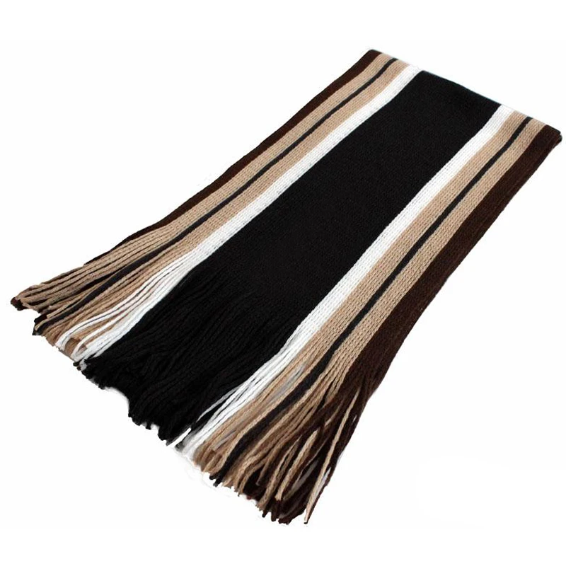 Laamei Winter Designer Scarf Men Striped Cotton Scarf Male Brand Shawl Wrap Knit Cashmere Bufandas Striped Scarf With Tassel - Цвет: 6