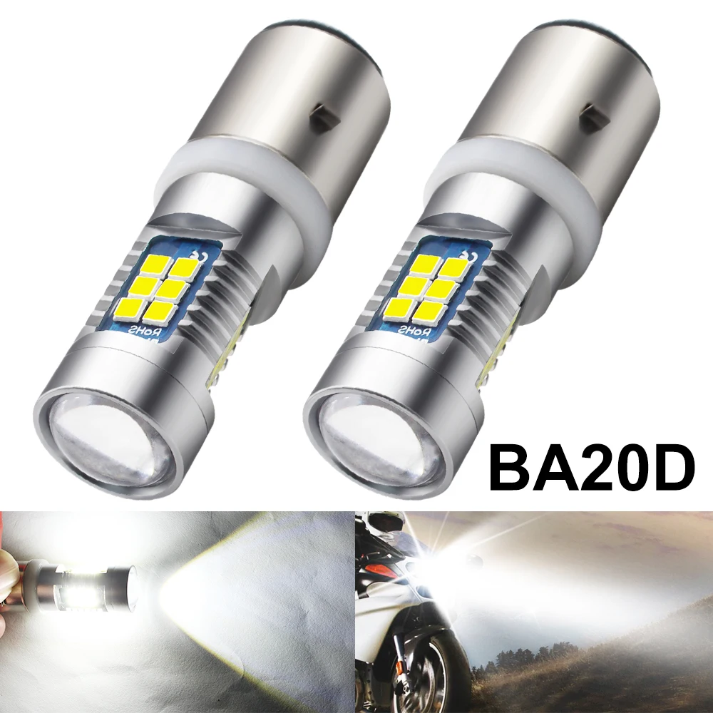 2 шт. BA20D H6 Светодиодная лампа для мотоцикла 21 чип 3030 SMD лампы 12 В Белый Мотоцикл