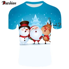 Рождественская Мужская 3D Футболка с принтом Санта Клауса, модная летняя футболка с короткими рукавами, круглый вырез, для мужчин, повседневные топы, Рождественская футболка, 3D мужская