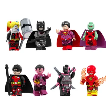 

8pcs LEGO Compatible Marvel Avengers Super Hero Harley Quinn Batman Building Blocks Minifigures Model Toys for Children Gift