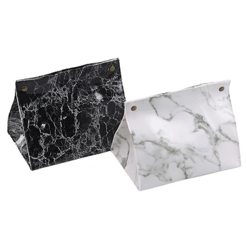 

Chic Tissue Case Box Container PU Leather Marble Pattern Home Car Towel Napkin Papers Dispenser Holder Box Case Table Decoration