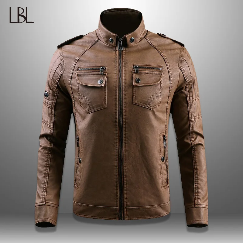

Mens Pu Leather Jacket Autumn Winter Punk Jacket Coat Men Leather Jacket New Fashion Motorcycle Jackets Leather Male Outwear