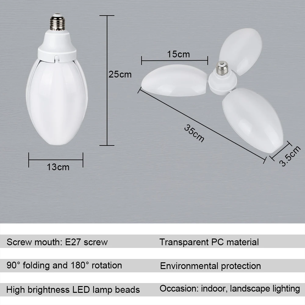 45 Вт E27 Светодиодный светильник белый складной гаражный светильник деформируемый трилистник светильник-лепестки светодиодный светильник Регулируемый потолочный светильник ing DA