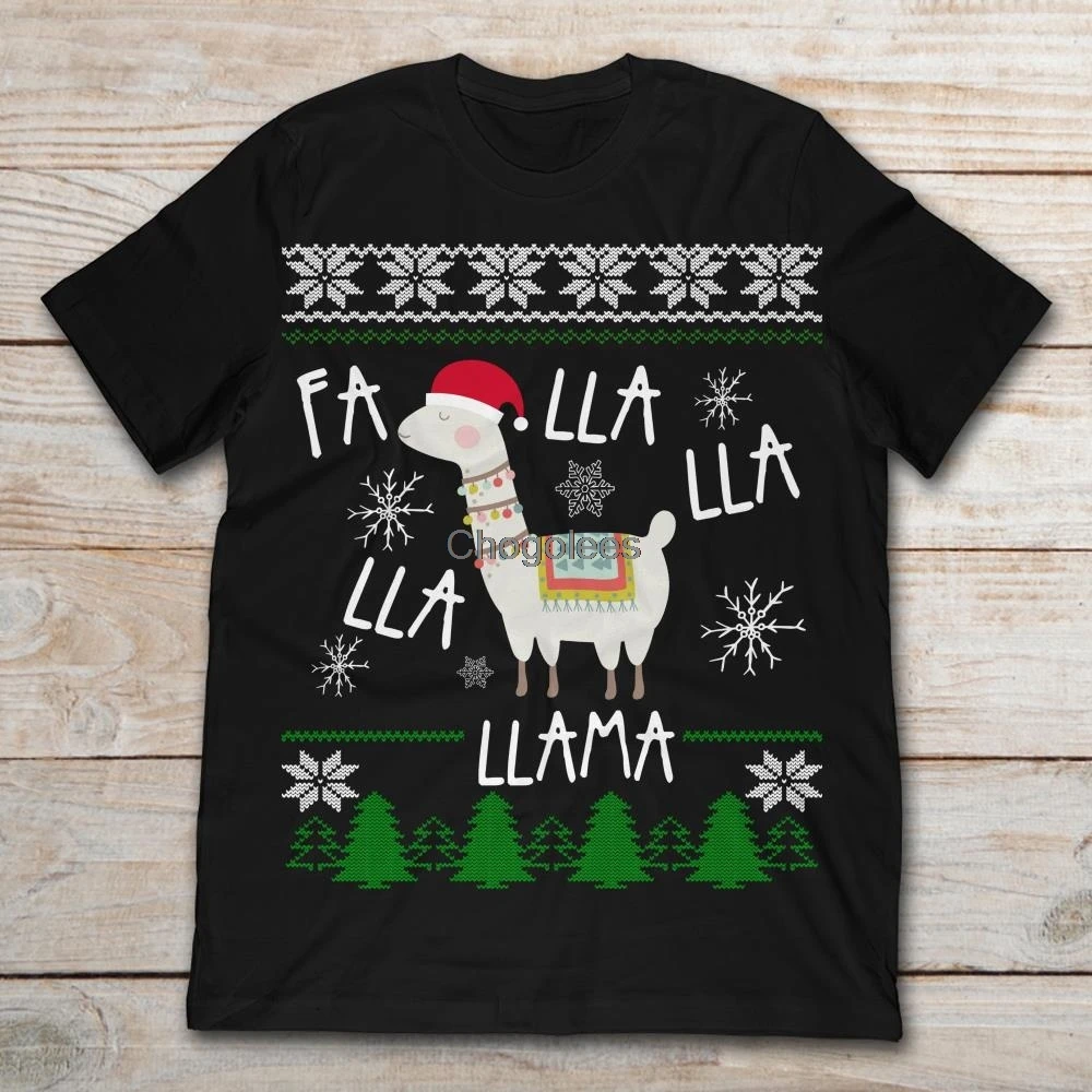 Футболка унисекс с надписью Christmas Lama Fa Lla | Мужская одежда