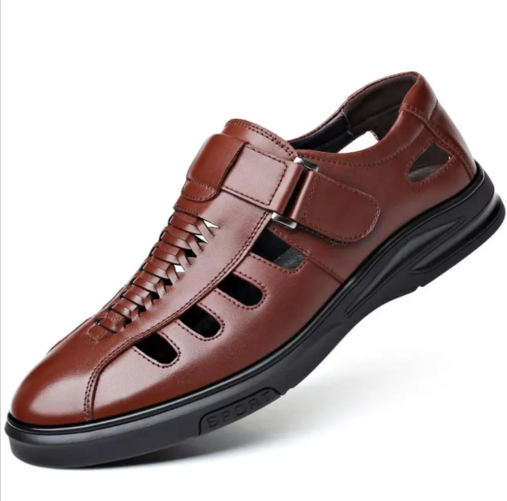 Новые сандалии из натуральной кожи; мужская кожаная обувь; мужские сандалии; удобная летняя обувь; zapatillas hombre; сандалии-гладиаторы