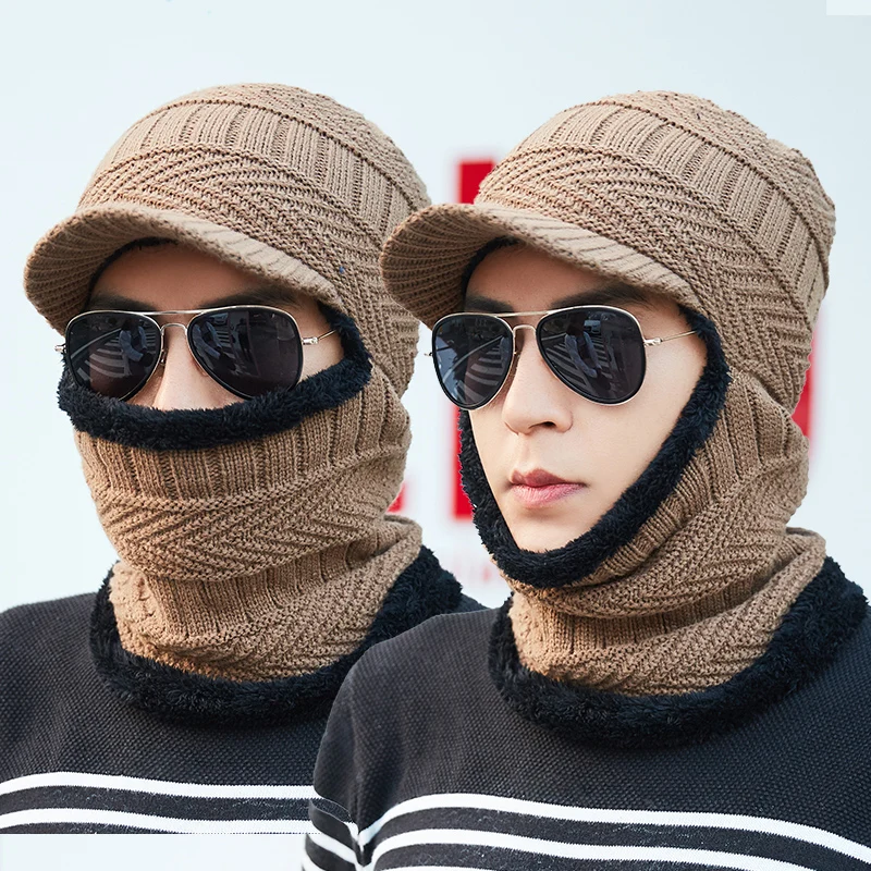 Мужская зимняя шапка, шарф skullies beanies, толстые теплые наушники, вязаная шапка для спортивных занятий на свежем воздухе, шапка