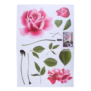 

2017 New Arrical Stickers Decoratifs Maison Romantic Love Rose Flower Removable 3D Wall Stickers Home Decor Room Decals