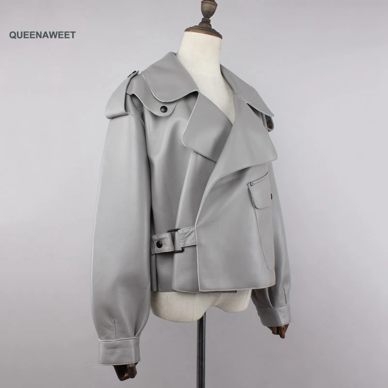 Новое поступление куртка из натуральной кожи Модная женская натуральная овечья кожа пальто Куртки из натуральной кожи