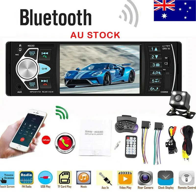 

Bluetooth Car Stereo FM AUX Input Receiver SD USB MP5 Radio Player Unit + Camera