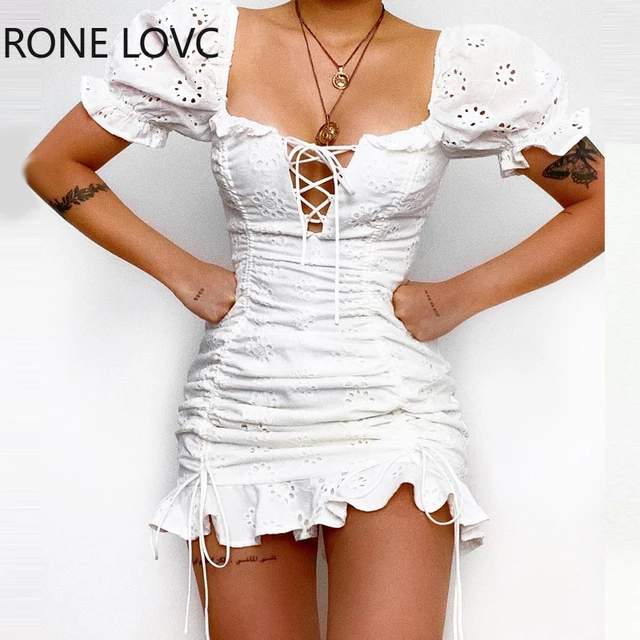 Women Eyelet Embroidery Drawstring 