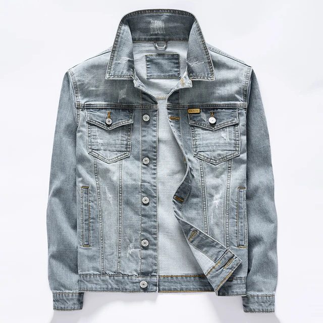 3 Colors Classic Style Men's Vintage Blue Denim Jacket Spring and Autumn  New Stretch Cotton Casual