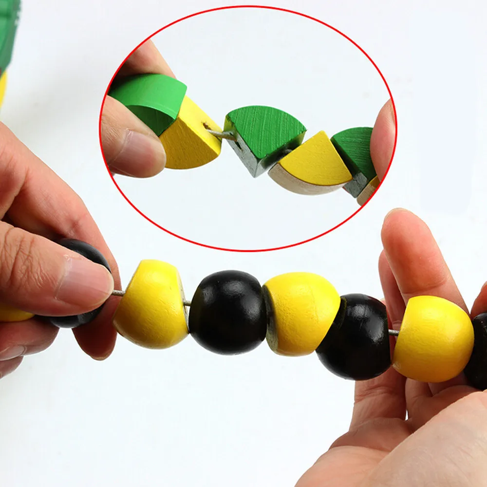 Educational Wooden Toys Cartoon crocodile Kids Cute Puzzle Baby Fingers Flexible Twisting Worm Toy 3d Cartoon Animal toy #A