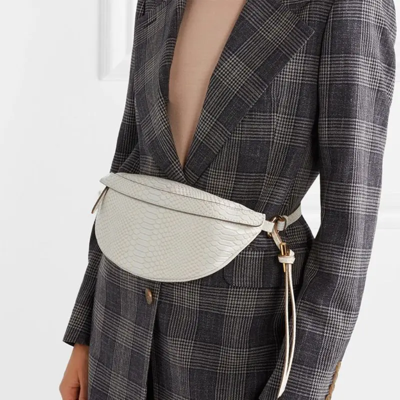 Женская сумка на пояс со змеиным узором, поясная сумка на пояс, дорожная сумка на бедрах, маленький кошелек на груди, чехол для телефона 35EF