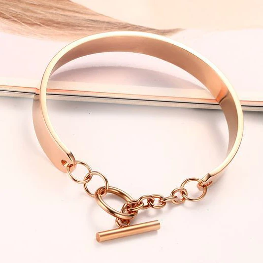 Rose Gold Пользовательское Имя ID бар браслет золото нержавеющая сталь начальный шарм браслеты для женщин персонализировать ювелирные изделия лучшие друзья подарок - Окраска металла: Rose Gold