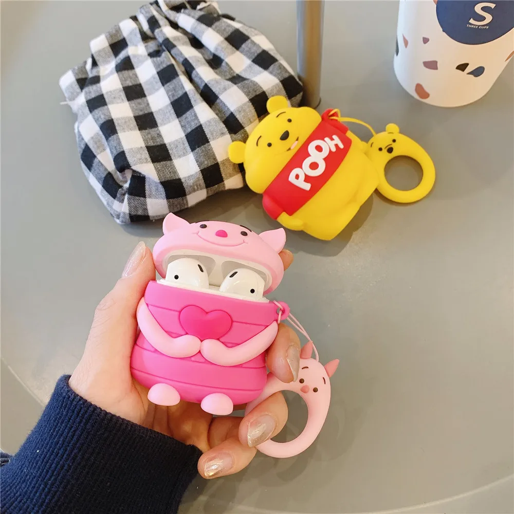 Чехол для наушников с 3D рисунком милого стежка инопланетянина майка для AirPods 1 2, чехол для bluetooth-гарнитуры, силиконовый чехол для наушников с ремешком