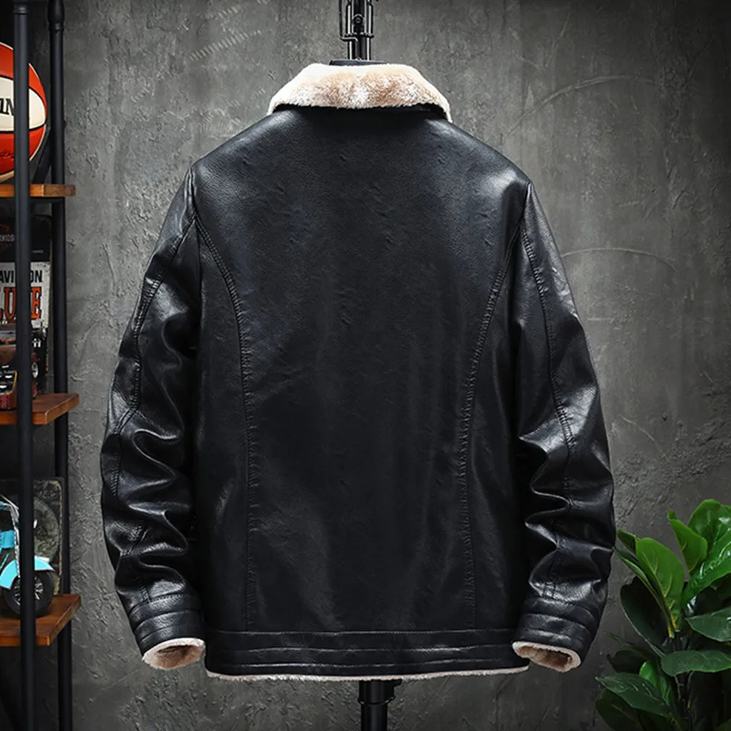Стиль для мужчин на осень и зиму, однотонное пальто с отворотом и замшевой кожей, повседневное пальто, кожаная куртка с длинным рукавом для мужчин