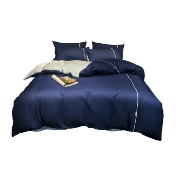

Spring And Summer New Satin Cotton Four-piece Set Simple Bedding Set Solid Color