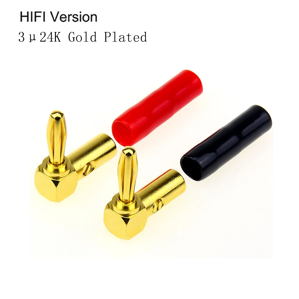 HIFI 24K позолоченный 90 градусный динамик штекер банана под прямым углом|Коннекторы