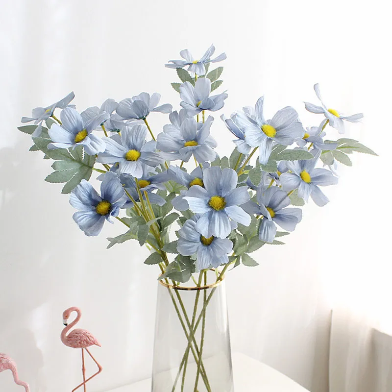 6 Heads/Branch Silk Dasiy Artificial Flowers High Quality Valentines Stamen Small Daisy For Wedding Decoration Home Decor