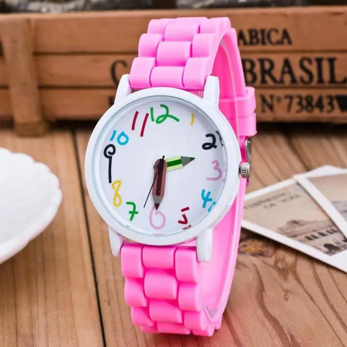 Orologio Da Donna Moda Carino Orologi A Matita Grande Numero Rosa Elastico Orologio Da Polso Al Quarzo Relogio Feminino Reloj Mujer Montre Femme