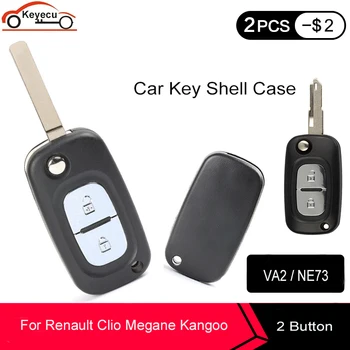 

KEYECU 5 Pcs/lot New Replacement Folding Flip Remote Car Key Shell Case Fob 2 Button for Renault Clio Megane Kangoo Modus