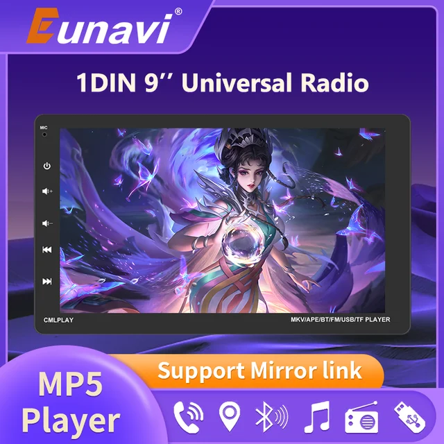 Eunavi 1din Car Mp5 Multimedia Player 9 Inch Hd Touch Screen