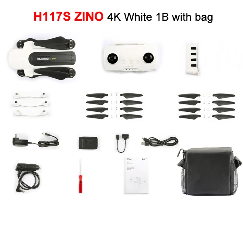 white 1B with bag Hubsan H117S Zino gps 5,8 Г 1 км Складная рукоятка с видом от первого лица в формате 4K UHD, Камера 3-осевому гидростабилизатору RC Дрон Квадрокоптер RTF высокое Скорость - Цвет: white 1B with bag