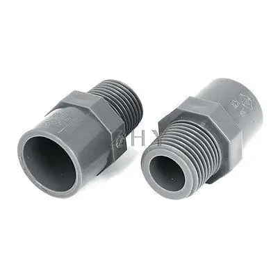 

2PCS 20mm Male Threaded PVC Straight Water Hose Piping Connectors Coupler Gray