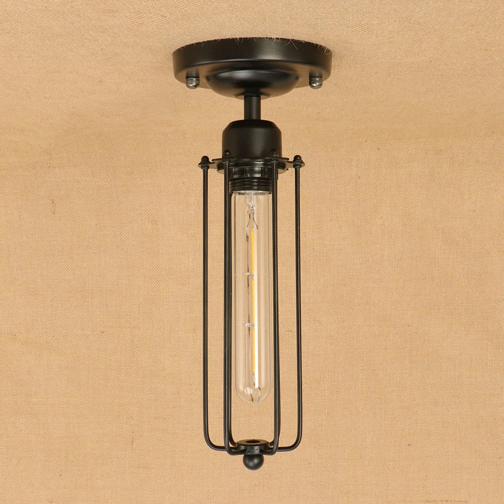 Лофт Винтаж Железная Клетка черный потолочный светильник led E27 AC 110V 220V потолочный светильник для спальни гостиной ванной комнаты бар