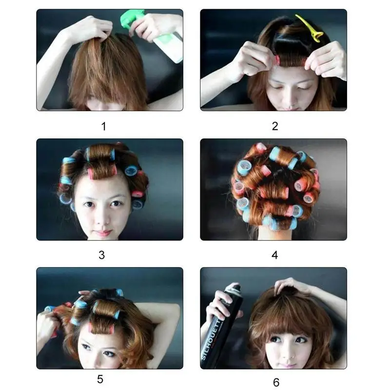 28/48 Pcs 3 Size Self-adhesive Curler Set Pepset Convenient Plastic Hair Rollers DIY Hair Styling Tool for Wome