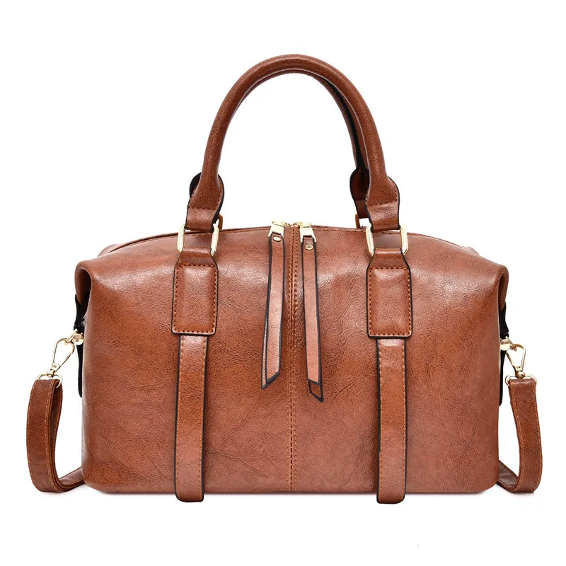 

2019 New Style Embossed Leather Soft Leather WOMEN'S Bag Europe And America Fashion Handbag Simple Oil Skin Boston Bag Crossbody