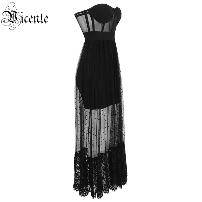 VC все Бесплатная доставка Горячая шикарная Кружевная Сетка в горошек Сращивание