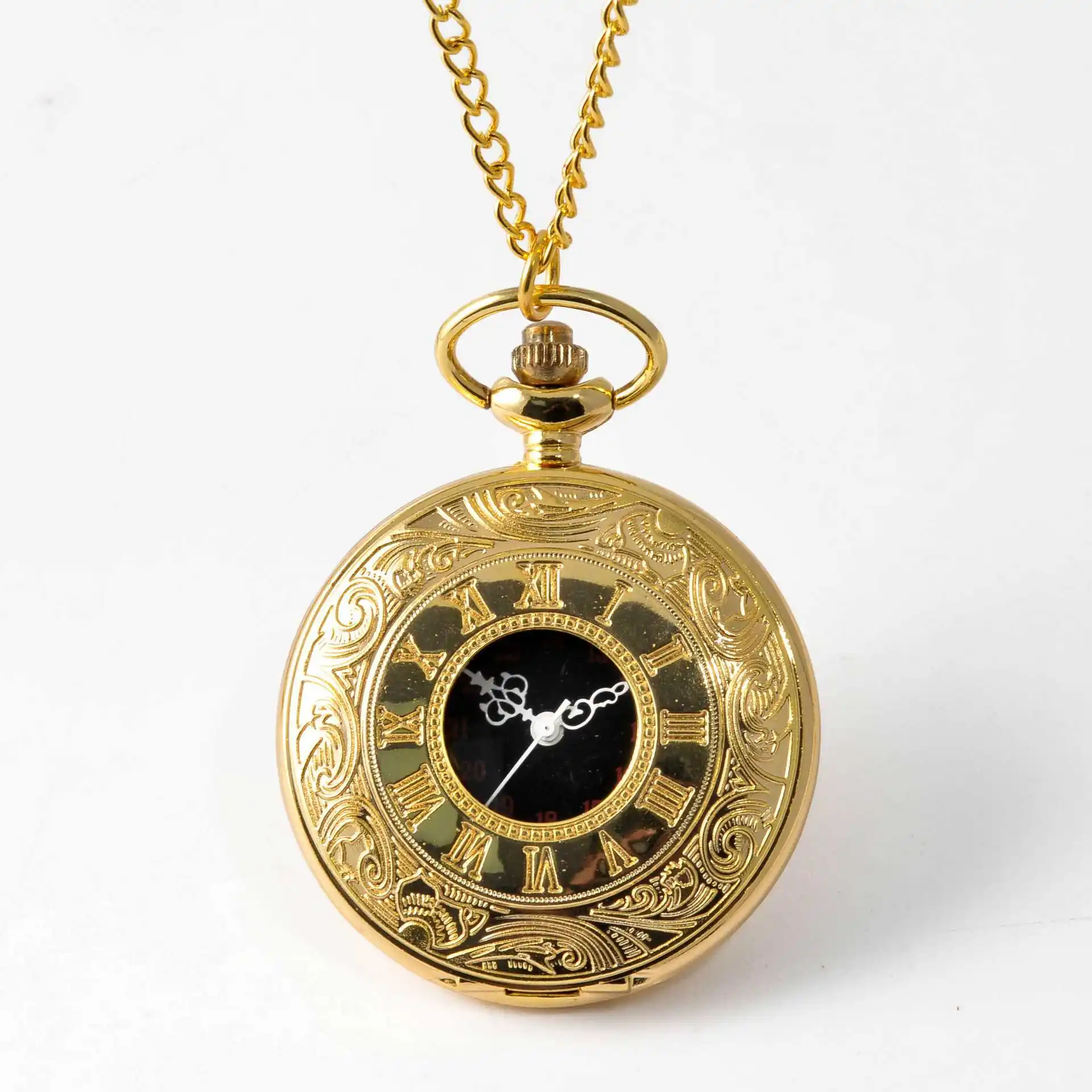 

Vintage Gold Roman Steampunk Pocket Watch Quartz Necklace Pocket and Watch Chain Watch Chain Men's and Women's Clock