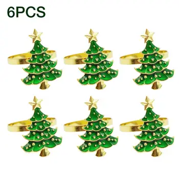 

6PCS Christmas Tree Napkin Ring Decorative Napkin Holder Buckle #WO