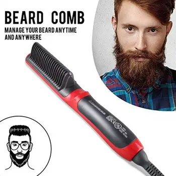 

Multifunctional Anion Hair Straightener Beard Straightener Styler Brush Unisex LED Heat Ceramic Hot Comb Hair Care Machine