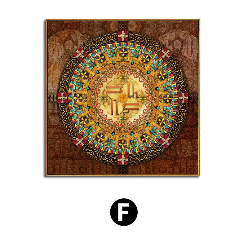 Yumeart орнамент мандалы Thangka Йога Холст Картина религия винтажный принт постер настенный картины декор гостиной без рамки - Цвет: Picture F