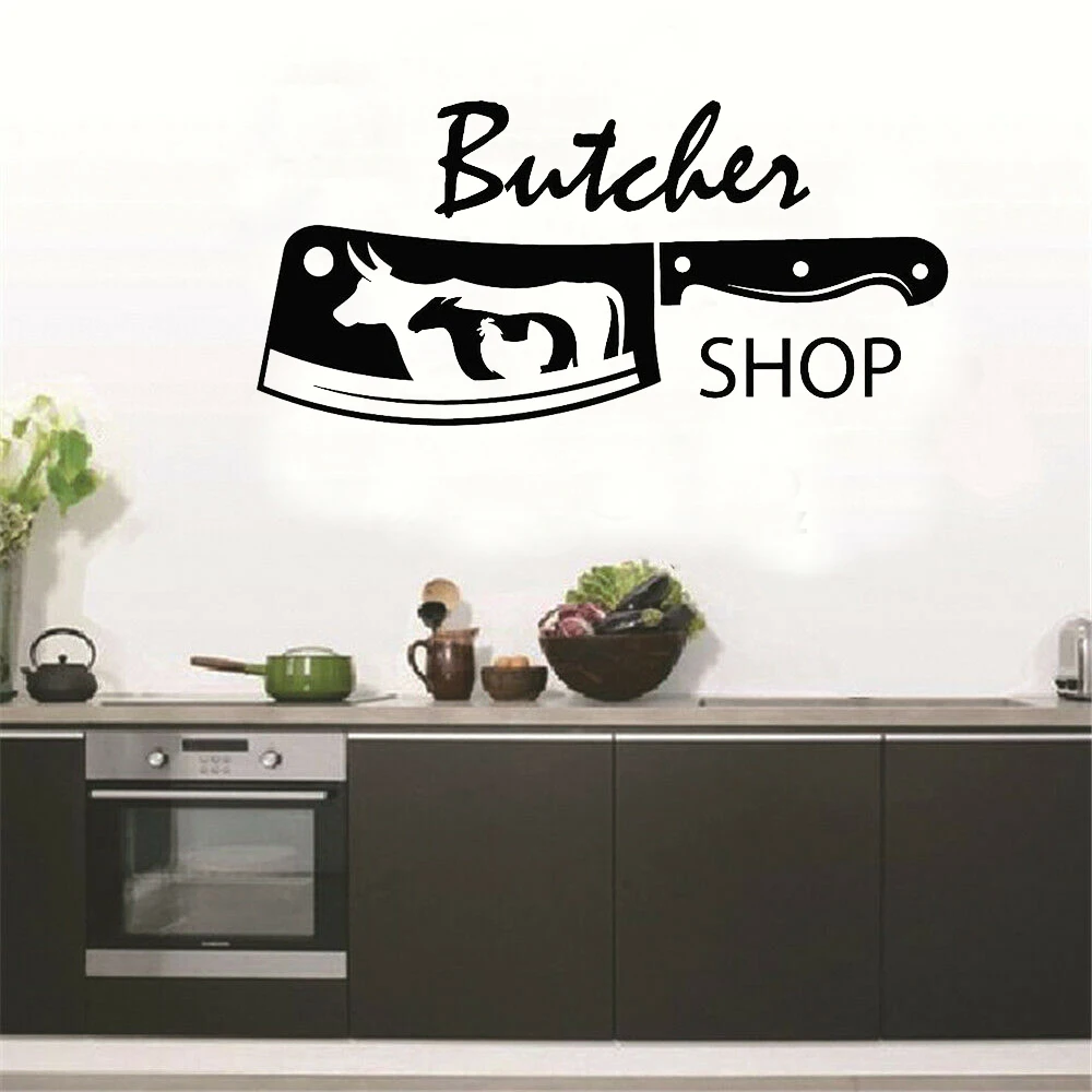 Виниловые настенные наклейки для мясника магазина быка курица овечка мясо