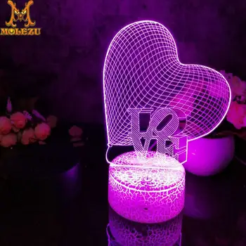 

Led 3D Night Light Love1 Pattern Nightlight for Child Bedroom Decor Desk Lamp 16 Color with remote