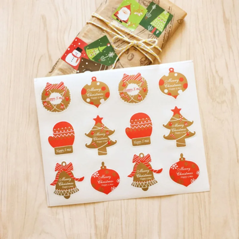 12 шт/лист Счастливого Рождества наклейки s счастливые рождественские Стикеры для декоративных самоклеющихся уплотнительных наклеек s подарки стикер для канцелярских товаров