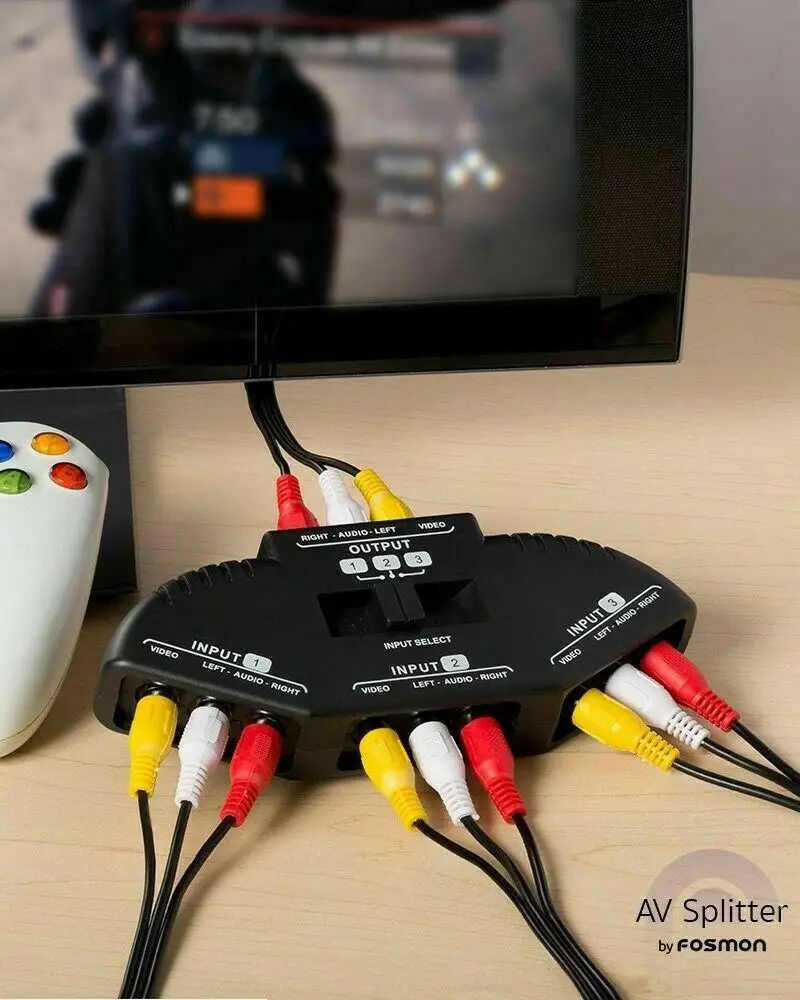 EastVita 3 Way RCA переключатель сплиттер в 1 выход Аудио Видео AV Селектор с