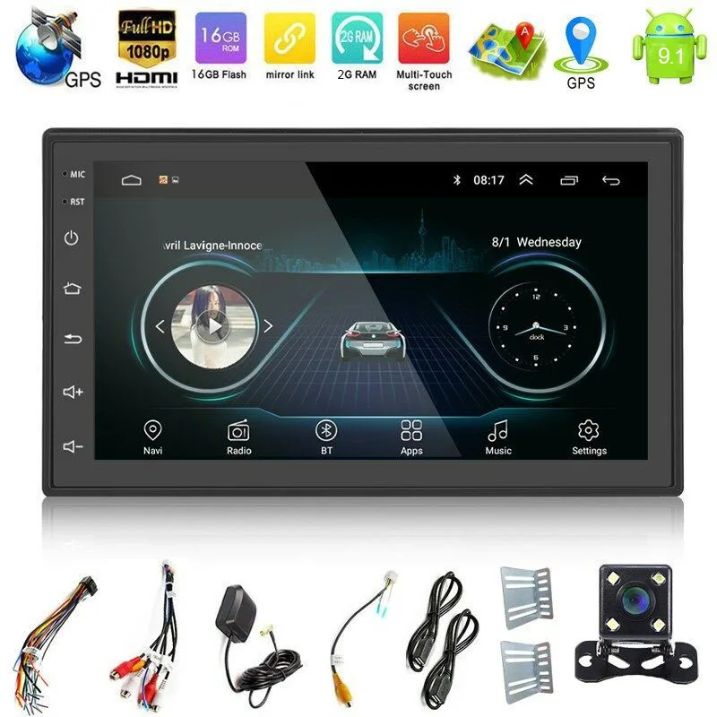 

Android 9.1 Universal 2 Din Car Multimedia MP5 Player Radio 7'' Touch Screen Auto Radio Stereo Support DAB DVR OBD BT