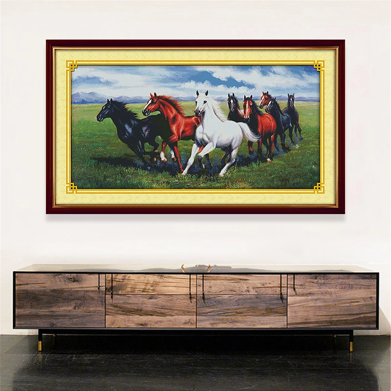 Skup Radość niedziela tłoczony krzyż zestaw do szycia zestawy do robótek ręcznych Aida tkaniny wzory konia DMC płótno z nadrukiem 14ct rękodzieło diy