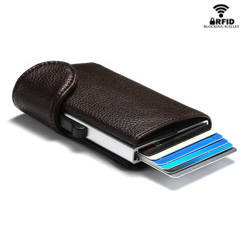 Bycobecy смарт-кошелек RFID одна безопасная коробка держатель для кредитных карт винтажная PU кожа мягкая мужская и женская открытка-раскладушка кошелек