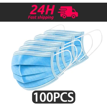 

50Pcs/100pcs Mask Disposable Nonwove 3 Layer Ply Filter Mask mouth Face mask filter safe Breathable dustproof Protective masks
