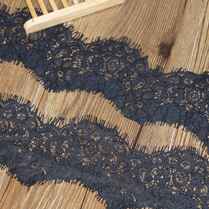 

8cm wide, high-quality fashion, high-quality hand-made DIY black flower pattern eyelash lace edge, lace fabric