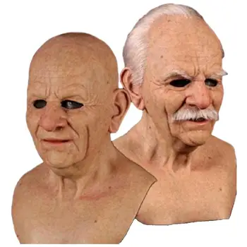 

Old Man Headwear Latex Mask Bald Wrinkled Halloween Masks Masquerade Prop Horror Movie Cosplay Party Mask Scary Wig Cosplay